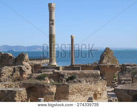 Carthago Ruins Of Capital City Of The Ancient Carthaginian Civilization. Unesco World Heritage Site.