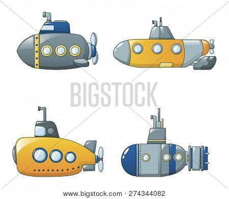 Periscope Submarine Telescope Icons Set. Cartoon Illustration Of 4 Periscope Submarine Telescope Ico