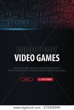 Cyber Sport Banner. Esports Gaming. Video Games. Live Streaming Game Match. Vector Illustration