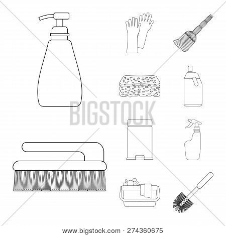 Vector Design Of Cleaning And Service Icon. Set Of Cleaning And Household Vector Icon For Stock.