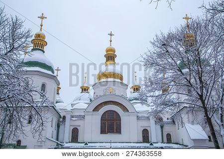 Facade Of St Sophias Cathedral, An Unesco World Heritage Site In Kiev Kyiv , Ukraine, Europe