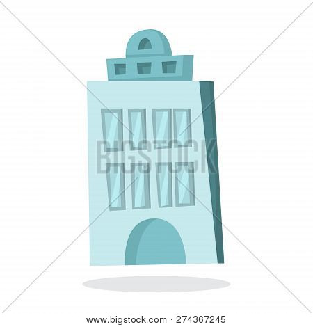 Paper Blue Christmas House. Cute Building. Apartment