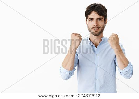 Guy Feeling Smell Of Success, Being Successful And Rich. Portrait Of Self-satisfied Proud Good-looki