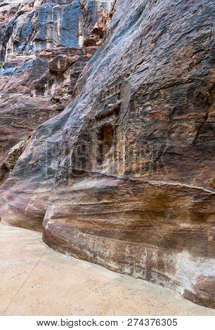 Wadi Musa, Jordan, December 06, 2018 : The Old Nabatean Grave At The Canyon Leading To Petra - The C