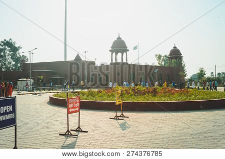 Wagha Border, Amritsar, Punjab, India - June, 2017. People Going To Attend Lowering Of Flags Ceremon