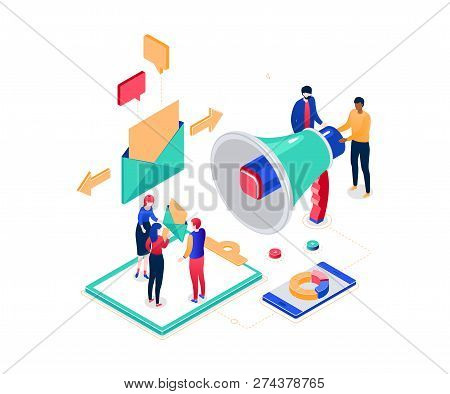 Email Marketing - Modern Colorful Isometric Vector Illustration