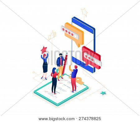 Company Testimonials - Modern Colorful Isometric Vector Illustration