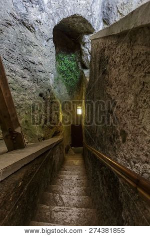 Postojna, Slovenia- June 30, 2015: Interior Predjama Castle In Postojna Cave, Slovenia