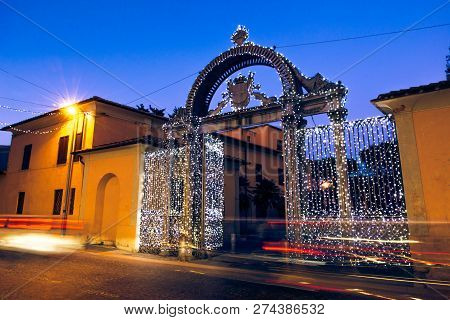1840s Gate Of The Former Ironworks Complex In Follonica At Christmas Time