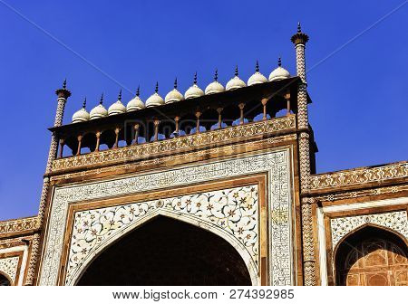 Agra, Uttar Pradesh, India - December 1: Picture Of The Main Gate - The Gate Way To The Taj Mahal On