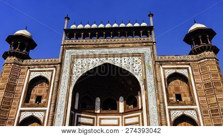 Agra, Uttar Pradesh, India - December 1: Picture Of The Main Gate - The Gate Way To The Taj Mahal On