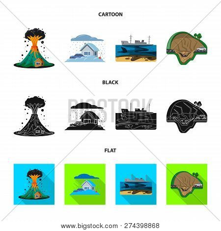 Vector Illustration Of Natural And Disaster Symbol. Set Of Natural And Risk Stock Vector Illustratio