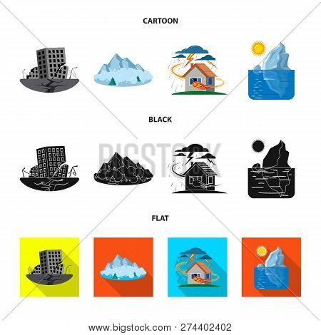 Vector Illustration Of Natural And Disaster Icon. Set Of Natural And Risk Stock Vector Illustration.