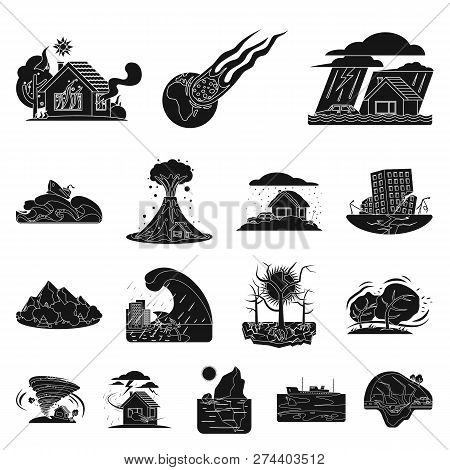 Vector Illustration Of Natural And Disaster Icon. Set Of Natural And Risk Vector Icon For Stock.