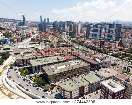 Istanbul, Turkey - February 23, 2018: Aerial Drone View Of Kadikoy / Istanbul. Cityscape.
