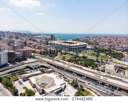 Istanbul, Turkey - February 23, 2018: Aerial Drone View Of Kadikoy / Istanbul