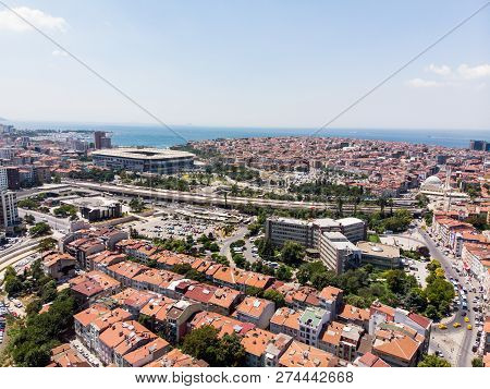 Istanbul, Turkey - February 23, 2018: Aerial Drone View Of Kadikoy / Istanbul