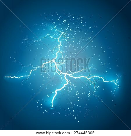 Vector Illustration.transparent Light Effect Of Electric Lightning.the Indomitable Power Of Natural 