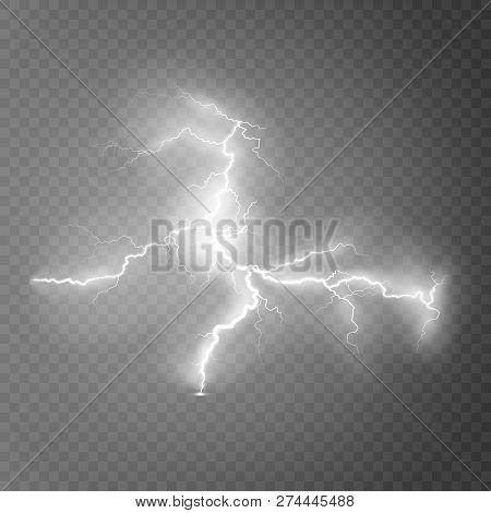 Vector Illustration.transparent Light Effect Of Electric Lightning.the Indomitable Power Of Natural 