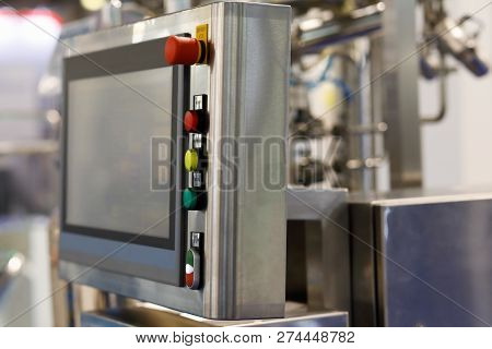 Modern Industrial Control Panel With A Touch Screen.