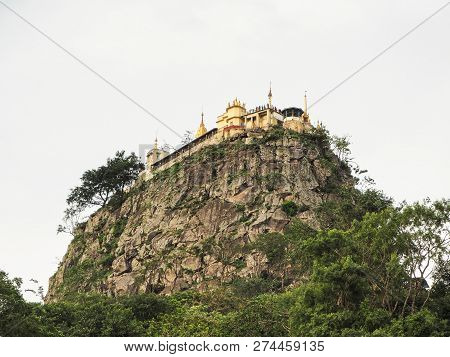 View Below Of The Temple On The Hill In Myanmar (popa Mountain)