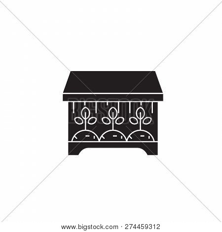 Home Sprouter Black Vector Concept Icon. Home Sprouter Flat Illustration, Sign