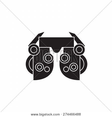 Optometry Black Vector Concept Icon. Optometry Flat Illustration, Sign