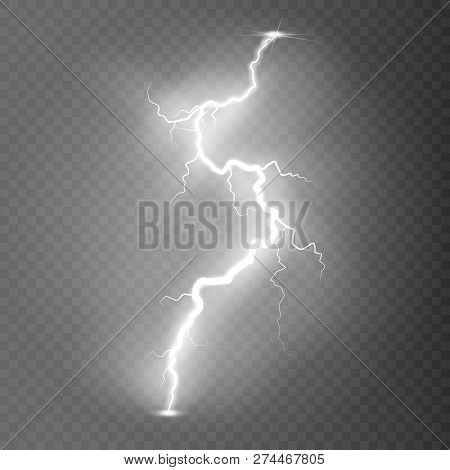 Vector Illustration.transparent Light Effect Of Electric Lightning.the Indomitable Power Of Natural 