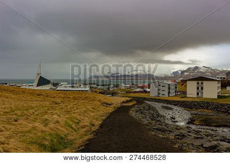 Small Town Of Olafsvik With Its Typical Local Houses