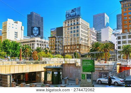 View Of The City Center, Union Square - Downtown Of San Francisco.