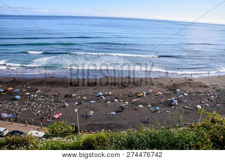 Beautiful Windy Beach Playa El Socorro, Los Realejos, Puerto De La Cruz, Tenerife, Spain