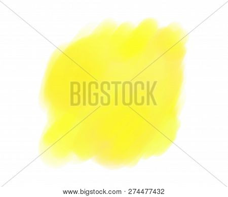 Hand Drawn Colorful Digital Spot On Isolated White. Colored Aquarelle Blotch. Watercolour Splotch. P