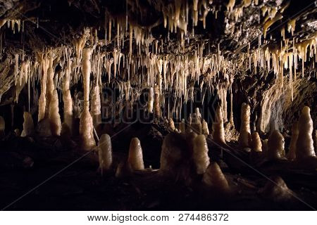 Vazec, Slovakia - November 25: Stalagmites And Stalactites In Vazecka Cave On November 25, 2018 In V