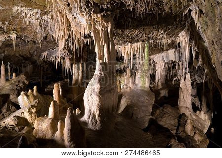 Vazec, Slovakia - November 25: Stalagmites And Stalactites In Vazecka Cave On November 25, 2018 In V