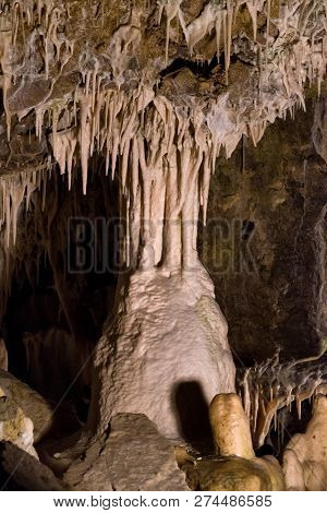 Vazec, Slovakia - November 25: Stalagmites And Stalactites In Vazecka Cave On November 25, 2018 In V