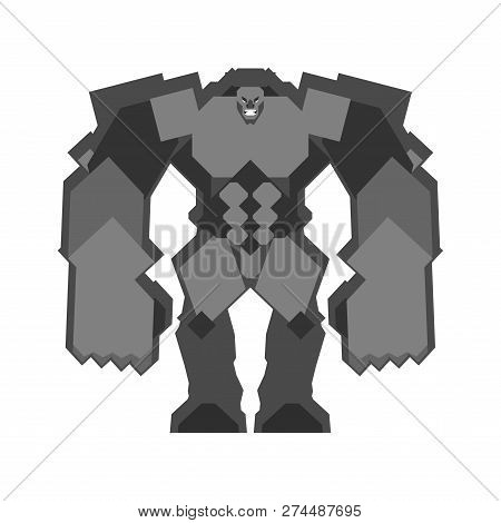 Golem Stone Isolated. Fantastic Magic Big Monster