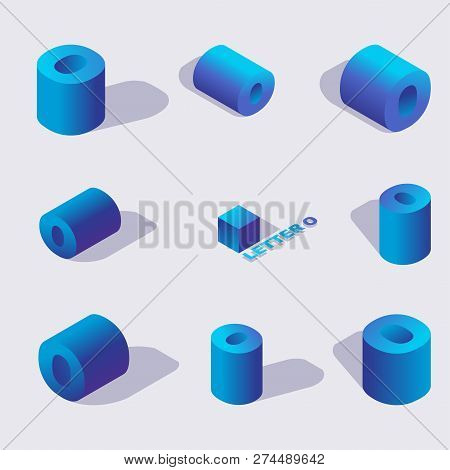 Cyrillic Alphabet Letter O. Isometric Alphabet Font English Or Russian Letter O. 3d Effect Letters, 