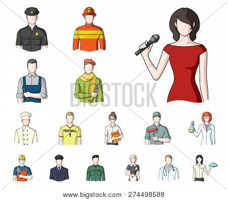 People Of Different Professions Cartoon Icons In Set Collection For Design. Worker And Specialist Ve