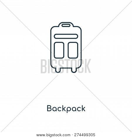 Backpack Icon In Trendy Design Style. Backpack Icon Isolated On White Background. Backpack Vector Ic