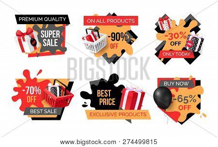 Special Promotion On Exclusive Products Sellout Banners Set. Presents Boxes Bought On Sellout, Purch