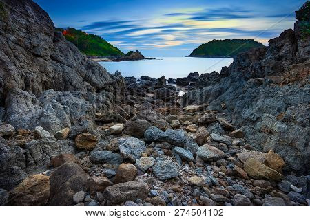 Yanui Beach With Rocky Coast.this Is Beautiful And Peaceful Place Located In Phuket, Thailand.