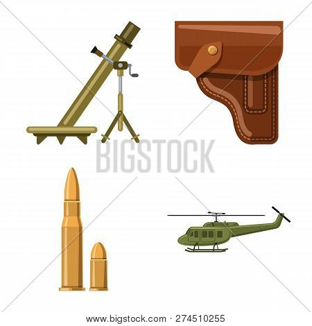 Vector Illustration Of Weapon And Gun Logo. Set Of Weapon And Army Vector Icon For Stock.