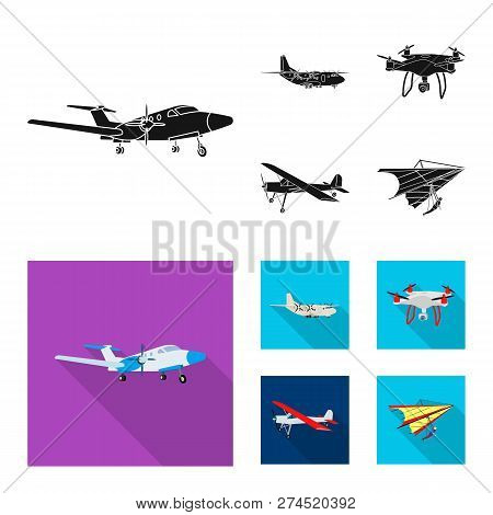 Isolated Object Of Plane And Transport Logo. Set Of Plane And Sky Vector Icon For Stock.