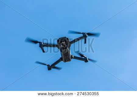 Kijkduin, The Netherlands - March 24, 2017: Low Flying Drone Uav