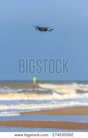 Kijkduin, The Netherlands - March 24, 2017: Low Flying Drone Uav