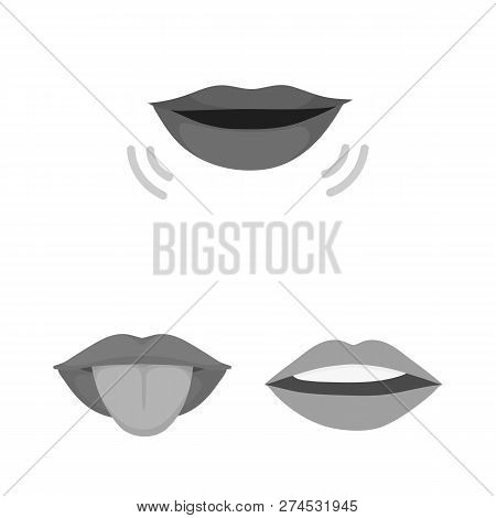 Vector Illustration Of Kiss  And Smile Icon. Set Of Kiss  And Sexy  Vector Icon For Stock.