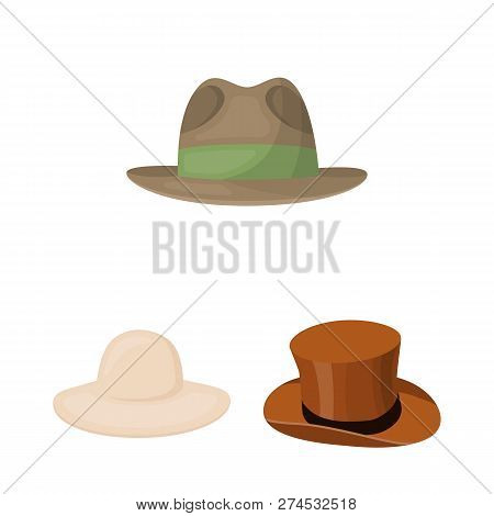 Vector Illustration Of Hat And Cap Icon. Set Of Hat And Model Vector Icon For Stock.