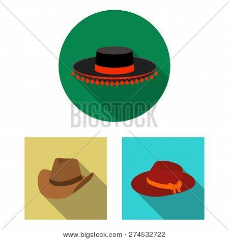 Isolated Object Of Hat And Cap Icon. Set Of Hat And Model Vector Icon For Stock.