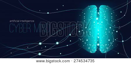 Cyber Mind, Artificial Intelligence Concept. Brain Analysis, Neural Connection Visualization. Futuri