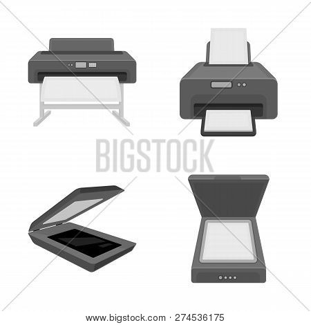 Vector Illustration Of Printer And Plotter Icon. Collection Of Printer And Machine Stock Vector Illu